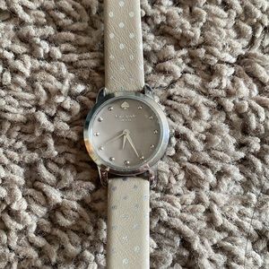 Kate Spade watch, skinny leather band, polka dot
